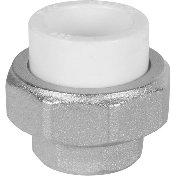 Муфта разъемная Политэк 20х1/2 с внутренней резьбой для полипропиленовых труб под сварку (белый)-3