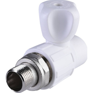 Шаровой кран Политэк для радиатора 20х1/2& прямой для полипропиленовых труб под сварку (белый)