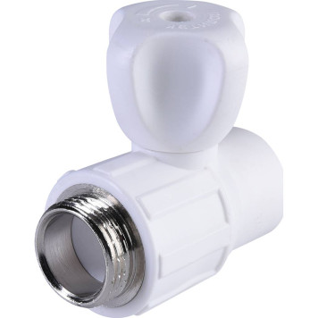 Шаровой кран Политэк для радиатора 20х1/2& прямой для полипропиленовых труб под сварку (белый)-1