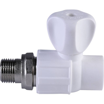 Шаровой кран Политэк для радиатора 20х1/2& прямой для полипропиленовых труб под сварку (белый)-2