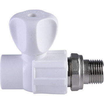 Шаровой кран Политэк для радиатора 20х1/2& прямой для полипропиленовых труб под сварку (белый)-3