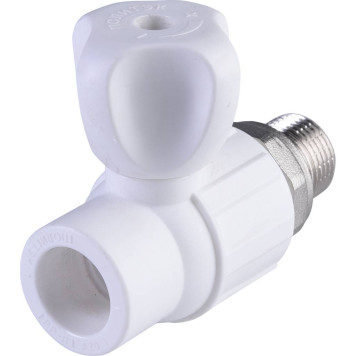 Шаровой кран Политэк для радиатора 20х1/2& прямой для полипропиленовых труб под сварку (белый)-4