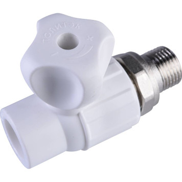 Шаровой кран Политэк для радиатора 20х1/2& прямой для полипропиленовых труб под сварку (белый)-5