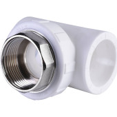 Тройник Политэк 40х1 1/4 с внутренней резьбой для полипропиленовых труб под сварку (цвет белый) (9500004014)