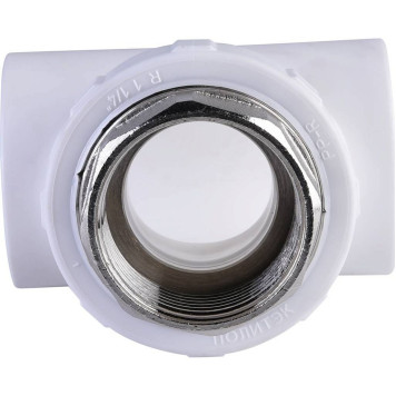 Тройник Политэк 40х1 1/4 с внутренней резьбой для сварки ПП труб (белый)-1