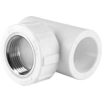 Тройник Политэк 32х1& с внутренней резьбой для полипропиленовых труб под сварку (белый)