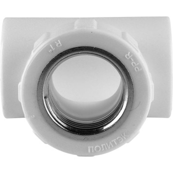 Тройник Политэк 32х1& с внутренней резьбой для полипропиленовых труб под сварку (белый)-1