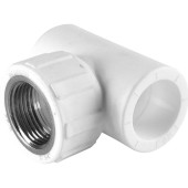 Тройник Политэк 25х3/4 с внутренней резьбой для полипропиленовых труб под сварку (цвет белый) (9500002534)