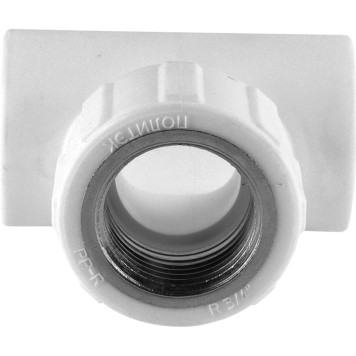 Политэк Тройник 25х3/4 с внутренней резьбой для ПП труб (белый)-1