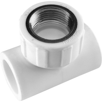 Политэк Тройник 25х3/4 с внутренней резьбой для ПП труб (белый)-6