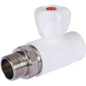 Кран шаровой Политэк 25х3/4 для радиатора прямой для полипропиленовых труб под сварку (цвет белый) (9999012534)
