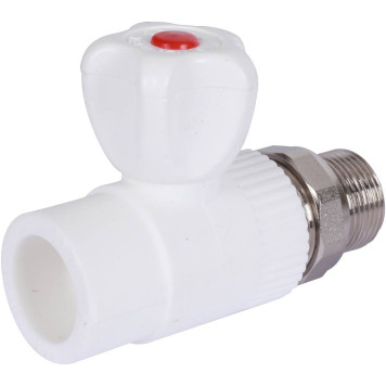Шаровой кран Политэк 25х3/4 для радиатора прямой под сварку (белый)-1