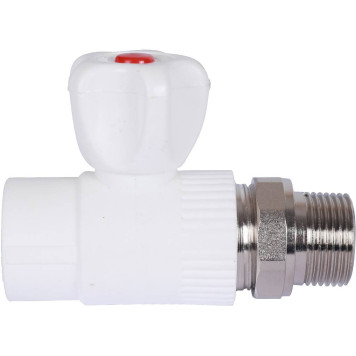 Шаровой кран Политэк 25х3/4 для радиатора прямой под сварку (белый)-2