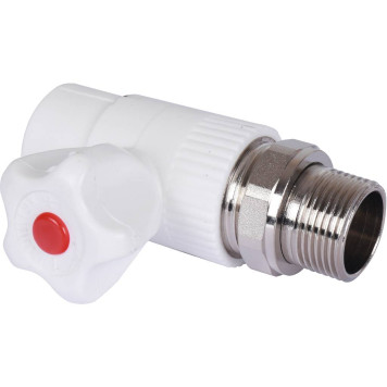 Шаровой кран Политэк 25х3/4 для радиатора прямой под сварку (белый)-4