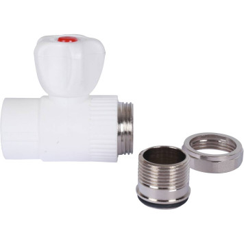 Шаровой кран Политэк 25х3/4 для радиатора прямой под сварку (белый)-6