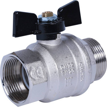Шаровой кран BUGATTI New Jersey с ручкой-бабочкой, внутренняя наружная резьба 1 1/4.-1