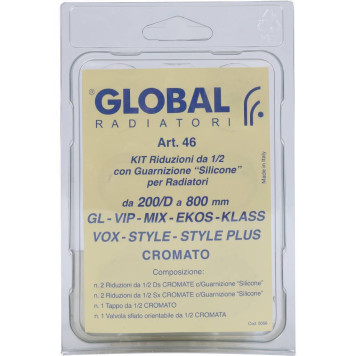 Присоединительный набор для радиатора Global 011046 CHROME Global KIT 1/2 (цвет хром.)) A046KIT1/299 (A046KIT1/299)-1