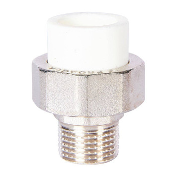 Муфта комбинированная Pro Aqua d=20-1/2 PP-R разъемная (американка) УСИЛЕННАЯ НР Белая (PA21008S)