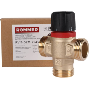 ROMMER RVM-0231-254325 Термостатический смесительный клапан для систем отопления и ГВС 1  НР 20-43°С KV 2,5 (боковое смешивание) (RVM-0231-254325)-6