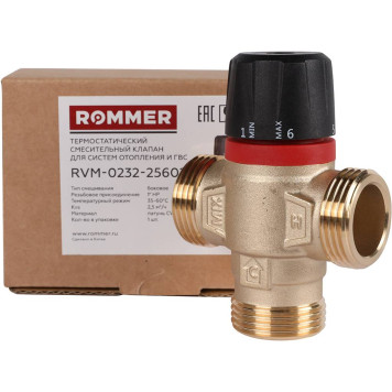 ROMMER RVM-0232-256025 Термостатический смесительный клапан для систем отопления и ГВС 1  НР 35-60°С KV 2,5 (боковое смешивание) (RVM-0232-256025)-7