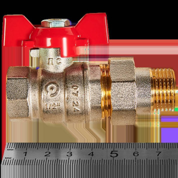 Кран шаровой с американкой ROMMER ВР/НР, ручка бабочка 1/2 (RBV-0005-2510215)-1