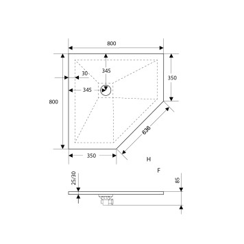 Душевой поддон трапеция RGW ST/T-G Графит 800x800-14