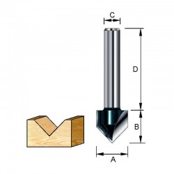 Фреза для V-образных пазов 15,97*32*12,7*8 мм; 90 ° (D-10693)