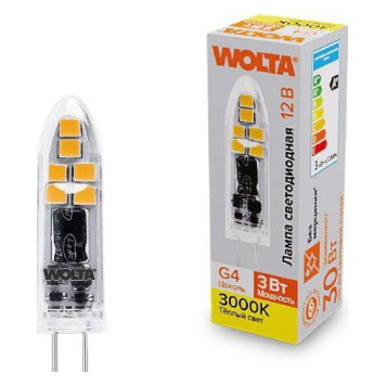 Лампа светодиодная Wolta G4 3Вт 3000K WSTD-JC-12V3W3KG4-P