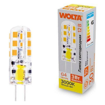 Лампа светодиодная Wolta G4 3Вт 3000K WSTD-JC-12V3W3KG4-S