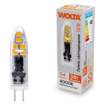 Лампа светодиодная Wolta G4 3Вт 4000K WSTD-JC-12V3W4KG4-P
