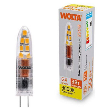 Лампа светодиодная Wolta G4 3Вт 3000K WSTD-JC-220V3W3KG4-P