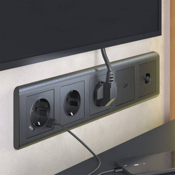 Накладка для розетки HDMI Werkel графит рифленый W1196004-1