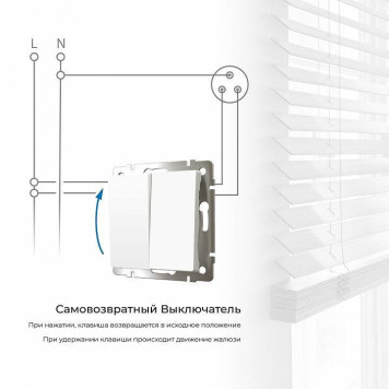 Выключатель проходной двухклавишный с самовозвратом без рамки Werkel белый матовый W1122401-1