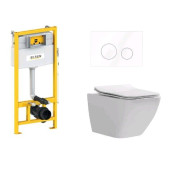 Комплект, ELSEN, E11, унитаз подвесной, шгв 360-530-365   инсталляция   клавиша смыва, цвет унитаза-белый, цвет клавиши-белый