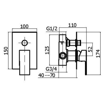 Plumberia Selection TAG Смесителя для душа, встраевамый, на 2 выхода, цвет: черный матовый-1