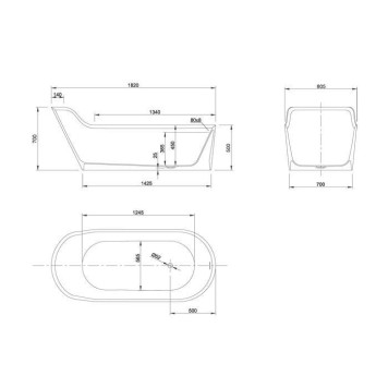 KNIEF Pearl Ванна отдельностоящая 182х81х70/50см со сливом, цвет: белый матовый-1