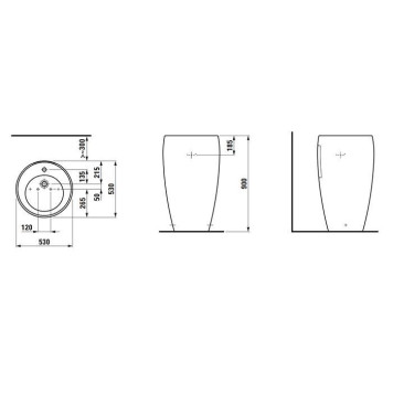 Laufen Alessi One Раковина 53х53х90см, 1 отв., свободностоящие, покрытие LLC, цвет: белый-3