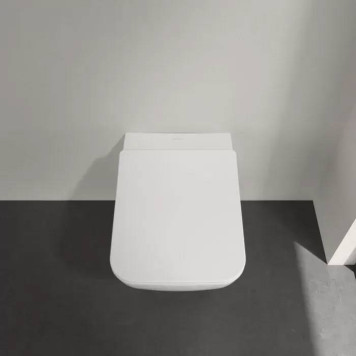 VilleroyBoch Venticello Унитаз подвесной 375*560*330, безободковый, в комплекте сиденье SlimSeat Line, микролифт, цвет альпийский белый. 4611RL01-5