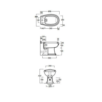 SIMAS Arcade Биде с ободком напольное 36х57см с 1 отв. под смеситель, цвет: белый-1