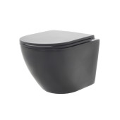AQM2002MB Унитаз подвесной с сиденьем SoftClose, технология смыва Rimless, скрыт. крепеж. Черный мат AQM2002MB