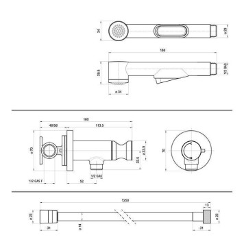Bossini Macan Гигиенический душ с прогрессивным смесителем, лейка пластиковая, шланг Cromolux, цвет: хром-1