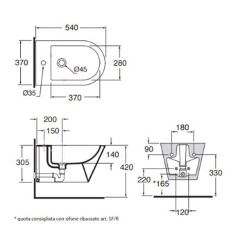 AZZURRA FORMA Биде подвесное 54х37х30,5см , с 1 отв под смеситель, цвет: белый-3