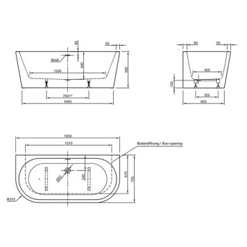 Knief Wall XS Ванна акриловая пристенная 165x75x58см, щелевой перелив SLOT, цвет: белый. 0100-255(06S)-1