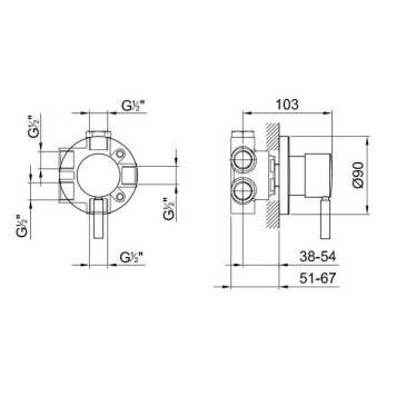 Fantini Nostromo Переключатель на 3 потока, 1/2 apos; apos;, цвет: хром. 19 00 1679A, 50 02 1679B-1