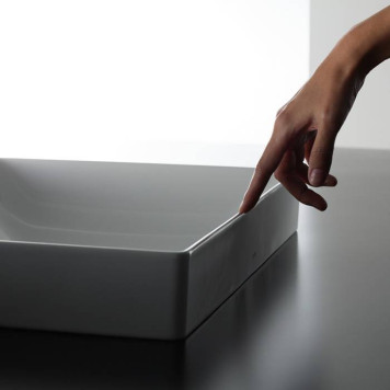 TOTO TR Lavatory Раковина 60x38x13.7 см, без отв., полувстраиваемая, с переливом, CeFiONtect, LinearCeram, цвет: белый-3