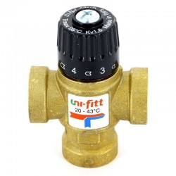 Клапан В термосмесительный Uni-Fitt 3/4 quot; 20-43°С, Kvs 1,6 смешение боковое