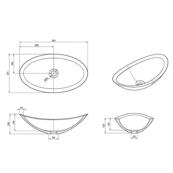 Knief Charm Shape Раковина накладная 58.1x33.1x16.9см, без отв., из полимерного материала, цвет: Citrin # 060. 70204060-1