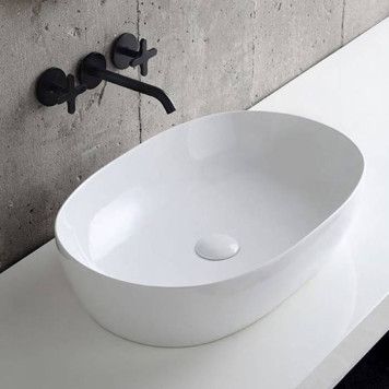 Azzurra Elegance Circle Раковина накладная, 60x40xH14 см, без отв., без перелива, цвет: Bianco lucido-3