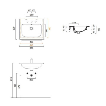 Catalano Italy Раковина 60х50см, без отв., цвет: белый глянцевый. 0720610001-1