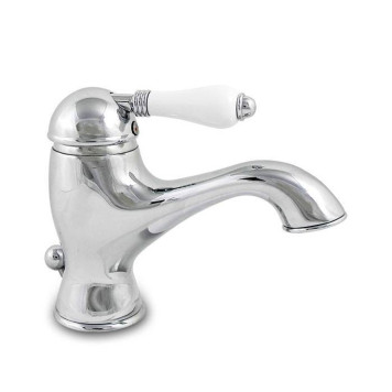 Nicolazzi P.m. Blanc Смеситель для раковины однорычажный, с донным клапаном, ручки белая керамика, цвет: хром. 3402CR76